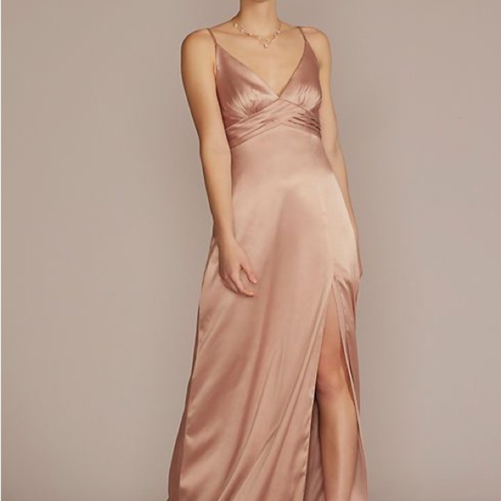 David's Bridal Blush Satin Wedding Dress